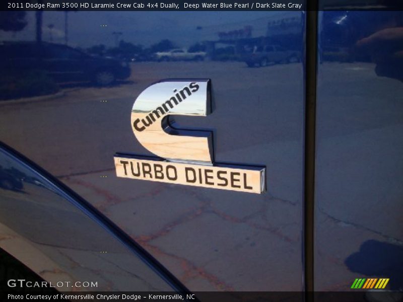 Deep Water Blue Pearl / Dark Slate Gray 2011 Dodge Ram 3500 HD Laramie Crew Cab 4x4 Dually