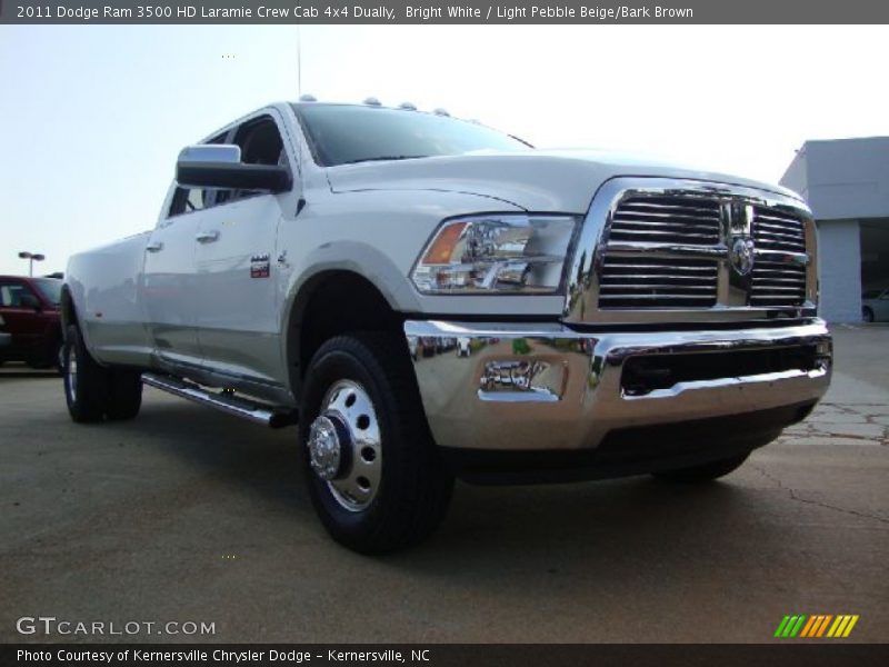 Bright White / Light Pebble Beige/Bark Brown 2011 Dodge Ram 3500 HD Laramie Crew Cab 4x4 Dually