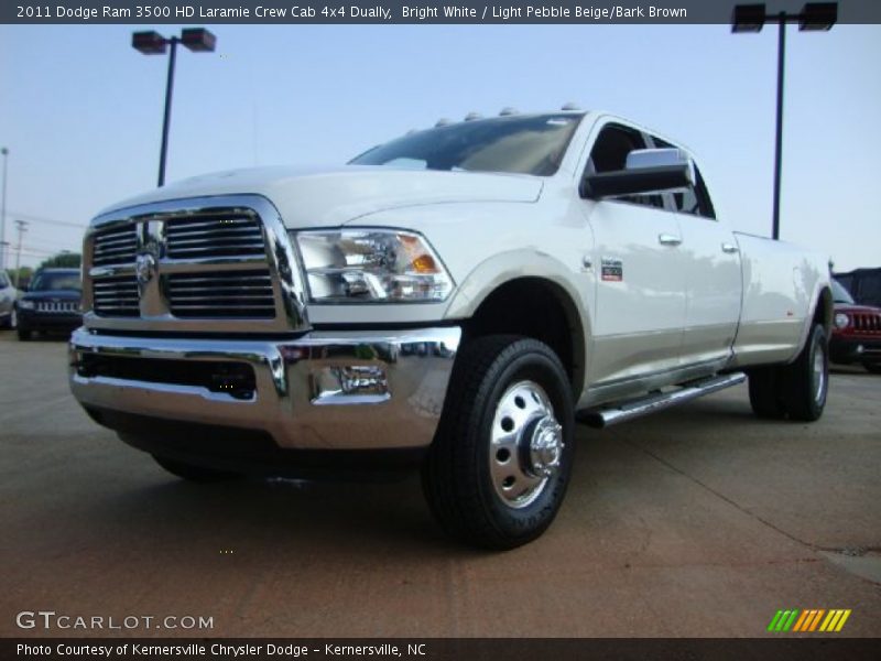 Bright White / Light Pebble Beige/Bark Brown 2011 Dodge Ram 3500 HD Laramie Crew Cab 4x4 Dually