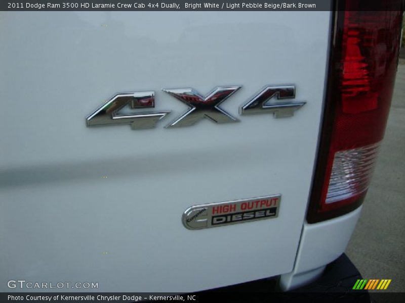 Bright White / Light Pebble Beige/Bark Brown 2011 Dodge Ram 3500 HD Laramie Crew Cab 4x4 Dually