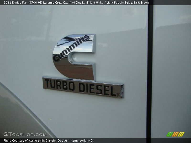 Bright White / Light Pebble Beige/Bark Brown 2011 Dodge Ram 3500 HD Laramie Crew Cab 4x4 Dually