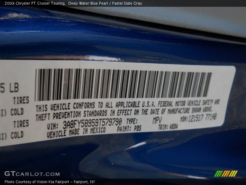 Deep Water Blue Pearl / Pastel Slate Gray 2009 Chrysler PT Cruiser Touring
