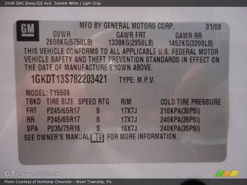 Summit White / Light Gray 2008 GMC Envoy SLE 4x4