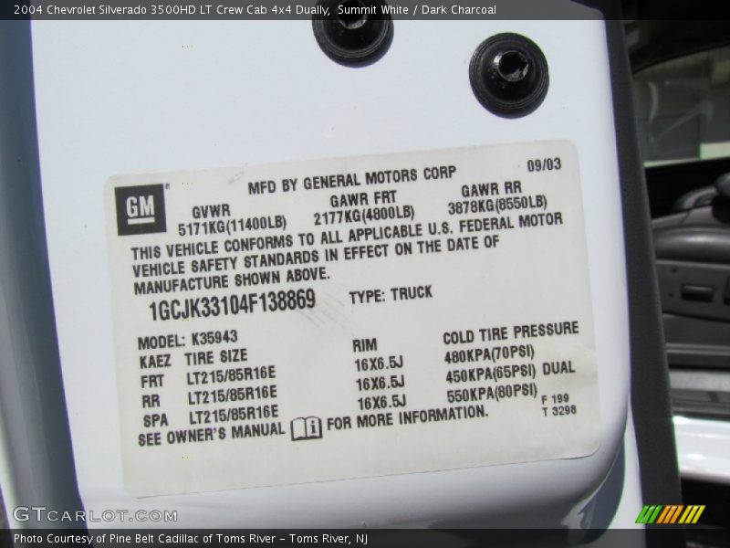 Summit White / Dark Charcoal 2004 Chevrolet Silverado 3500HD LT Crew Cab 4x4 Dually