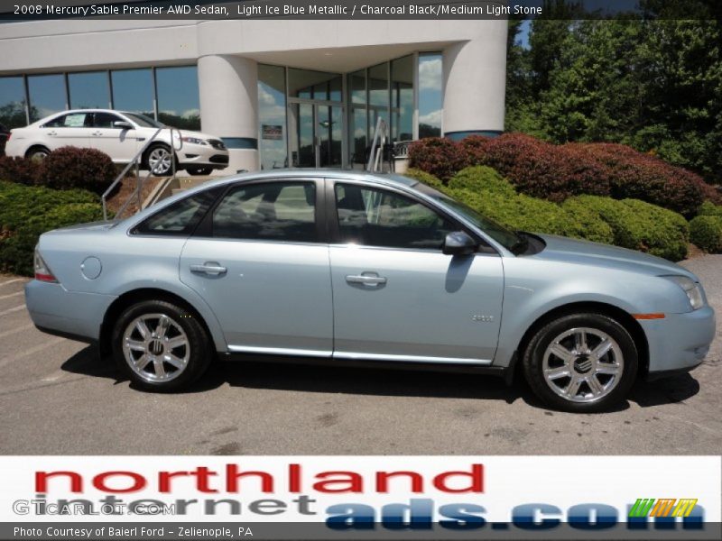 Light Ice Blue Metallic / Charcoal Black/Medium Light Stone 2008 Mercury Sable Premier AWD Sedan