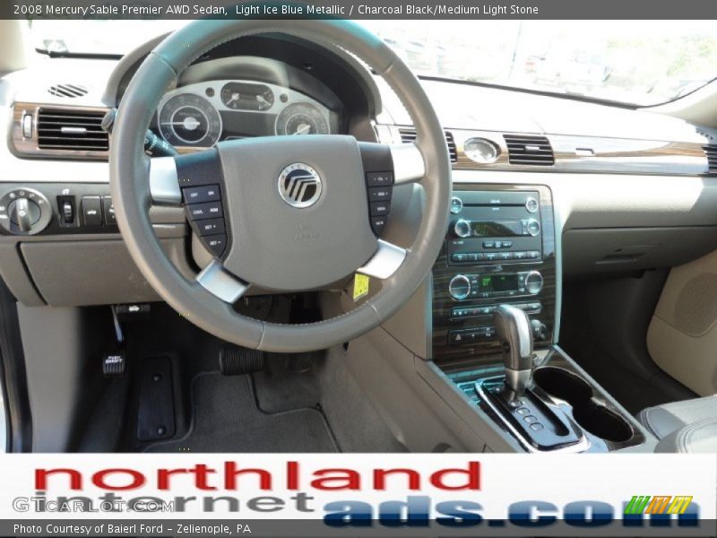 Light Ice Blue Metallic / Charcoal Black/Medium Light Stone 2008 Mercury Sable Premier AWD Sedan