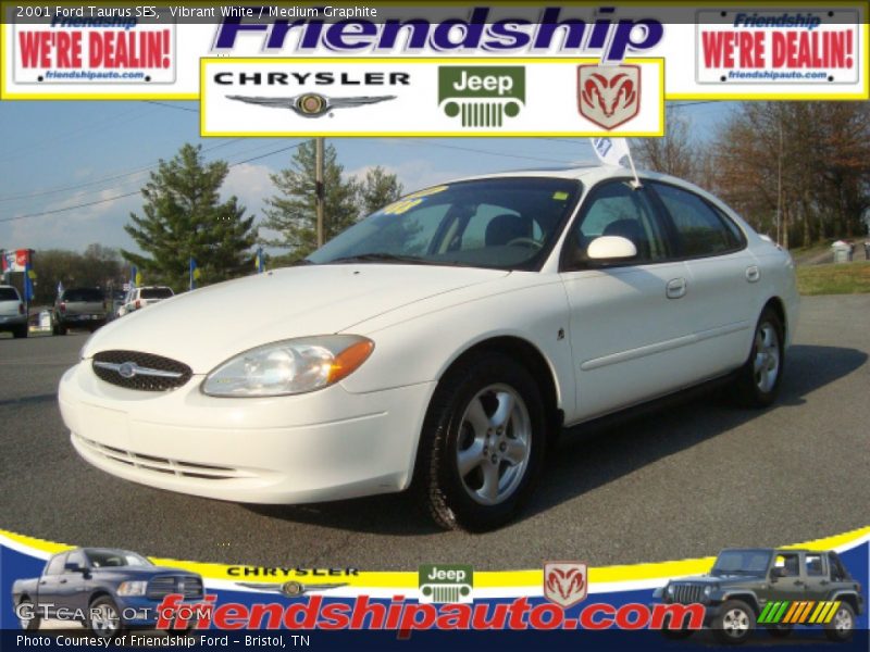 Vibrant White / Medium Graphite 2001 Ford Taurus SES