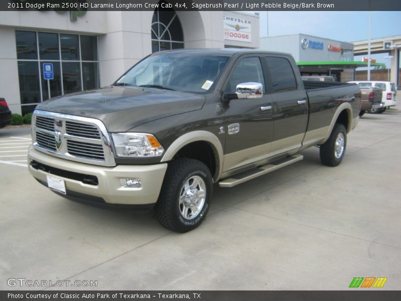 Sagebrush Pearl / Light Pebble Beige/Bark Brown 2011 Dodge Ram 2500 HD Laramie Longhorn Crew Cab 4x4