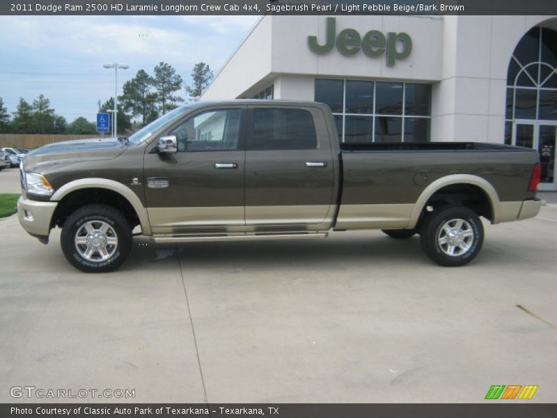 Sagebrush Pearl / Light Pebble Beige/Bark Brown 2011 Dodge Ram 2500 HD Laramie Longhorn Crew Cab 4x4