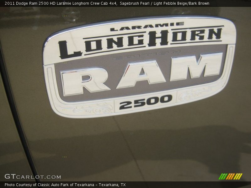 Sagebrush Pearl / Light Pebble Beige/Bark Brown 2011 Dodge Ram 2500 HD Laramie Longhorn Crew Cab 4x4