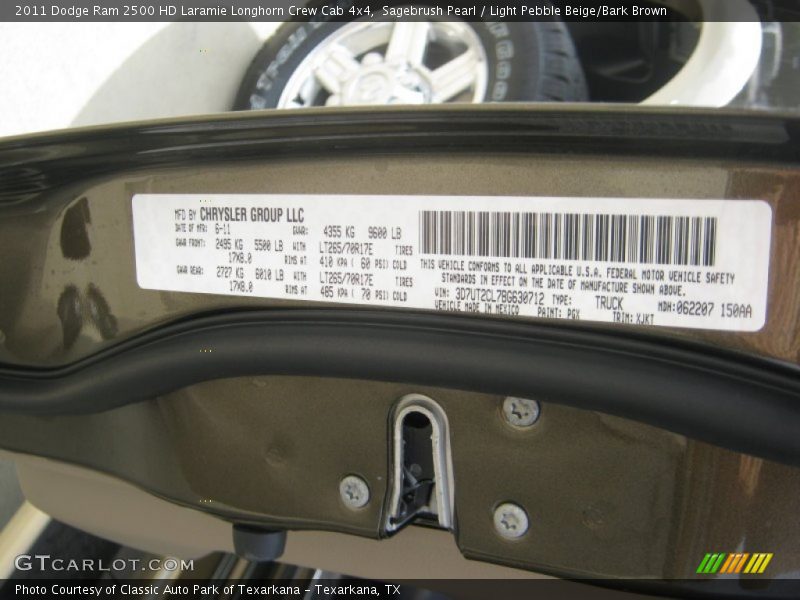 Sagebrush Pearl / Light Pebble Beige/Bark Brown 2011 Dodge Ram 2500 HD Laramie Longhorn Crew Cab 4x4