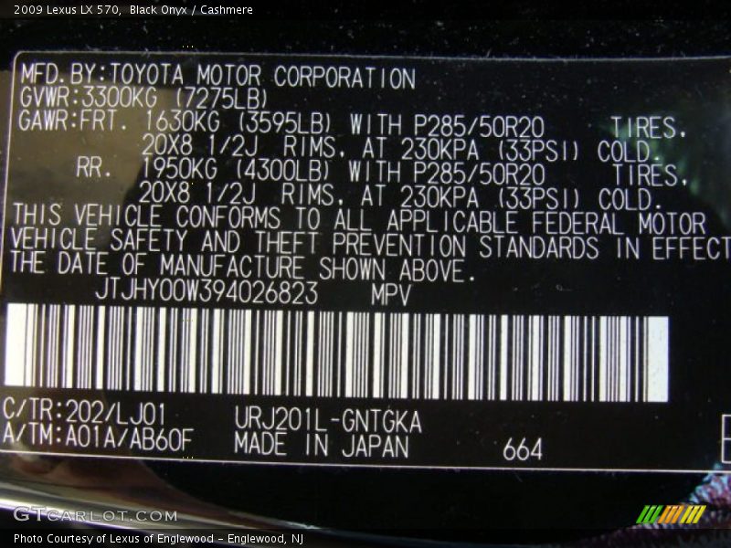 Black Onyx / Cashmere 2009 Lexus LX 570