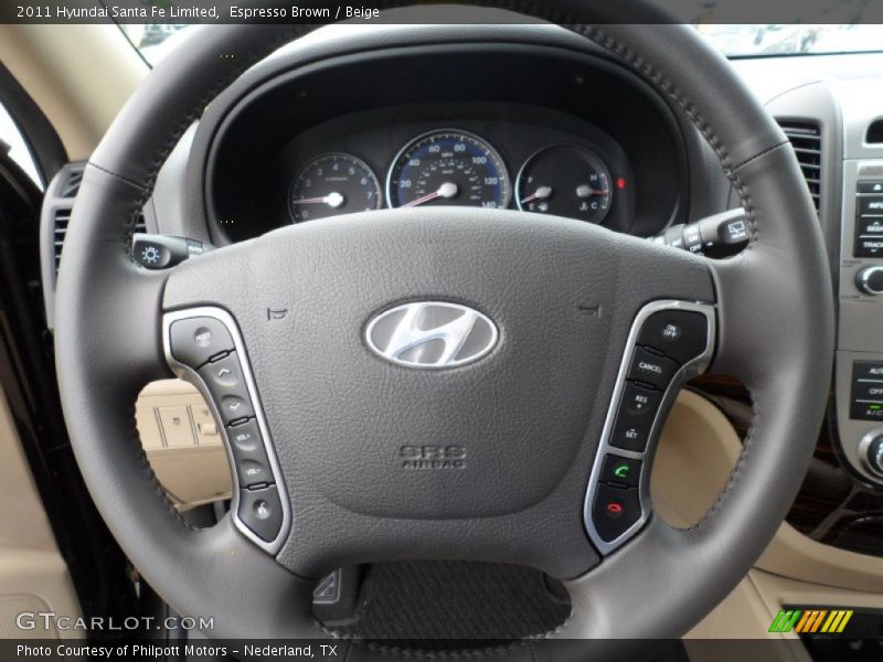 Espresso Brown / Beige 2011 Hyundai Santa Fe Limited