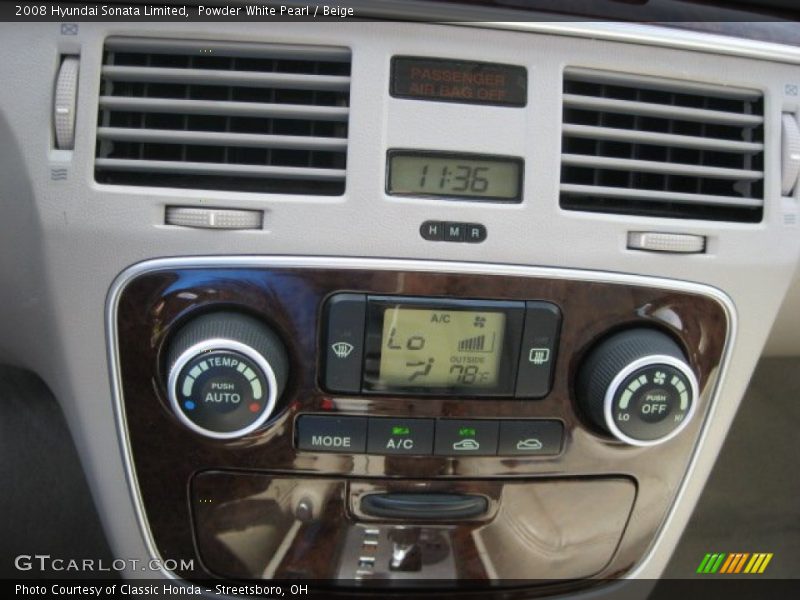 Powder White Pearl / Beige 2008 Hyundai Sonata Limited