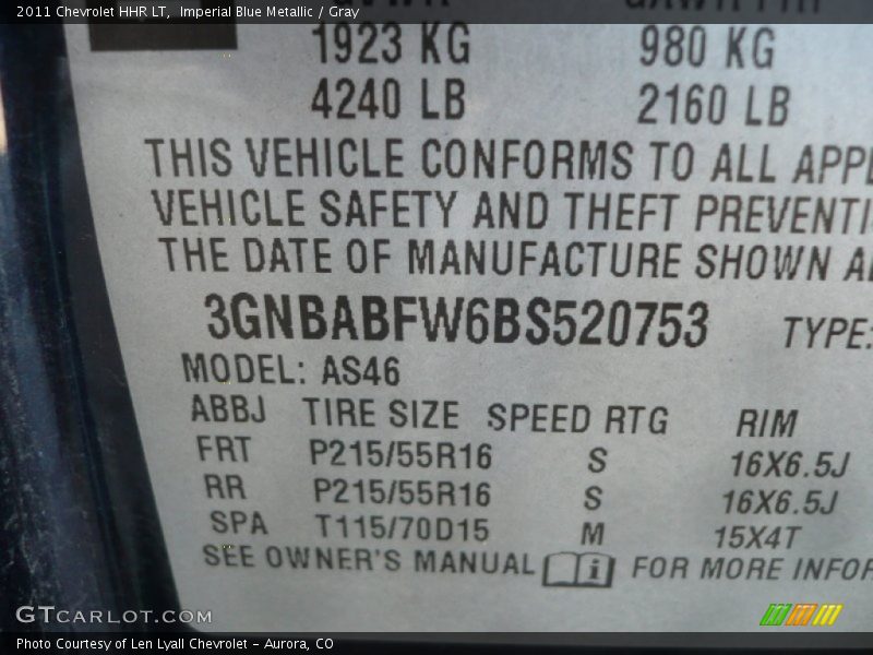 Imperial Blue Metallic / Gray 2011 Chevrolet HHR LT