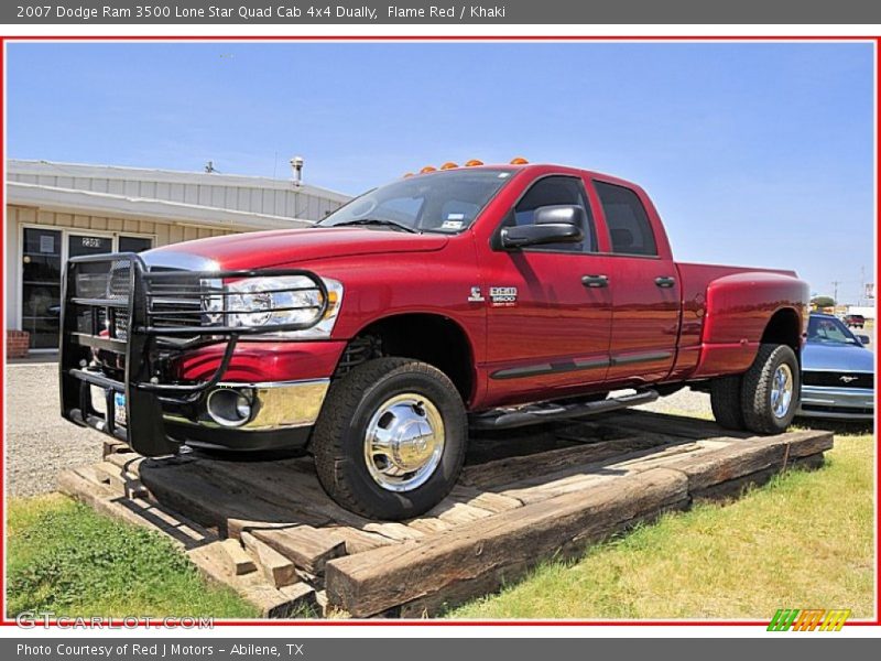 Flame Red / Khaki 2007 Dodge Ram 3500 Lone Star Quad Cab 4x4 Dually