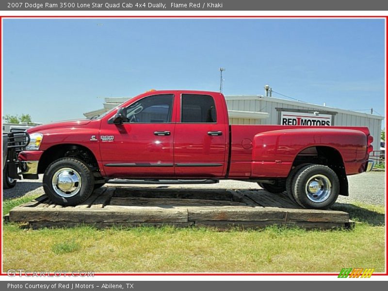 Flame Red / Khaki 2007 Dodge Ram 3500 Lone Star Quad Cab 4x4 Dually