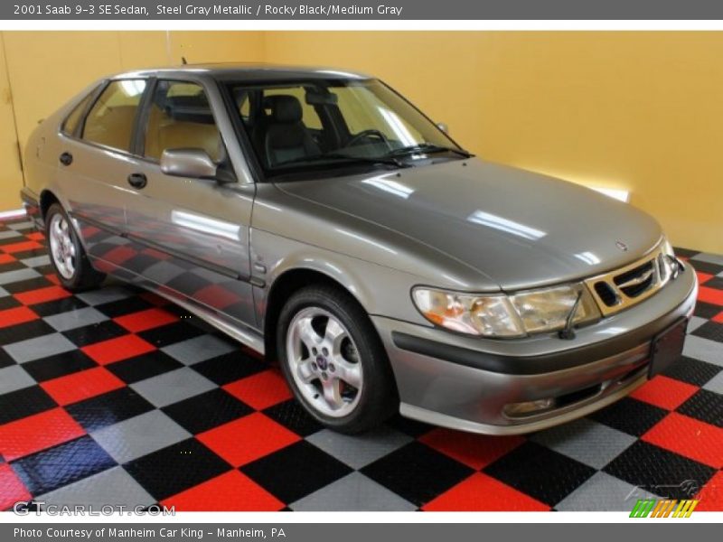 Steel Gray Metallic / Rocky Black/Medium Gray 2001 Saab 9-3 SE Sedan