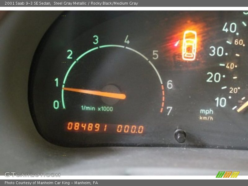 Steel Gray Metallic / Rocky Black/Medium Gray 2001 Saab 9-3 SE Sedan