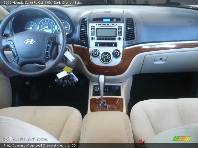 Dark Cherry / Beige 2009 Hyundai Santa Fe GLS 4WD