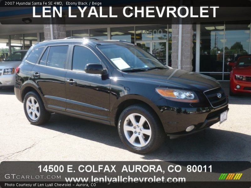 Ebony Black / Beige 2007 Hyundai Santa Fe SE 4WD