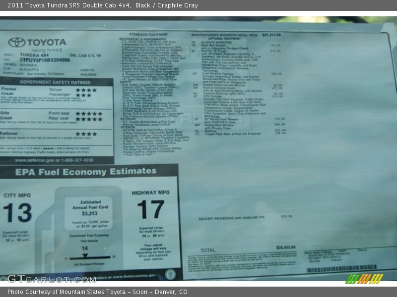 Black / Graphite Gray 2011 Toyota Tundra SR5 Double Cab 4x4