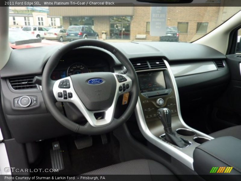 White Platinum Tri-Coat / Charcoal Black 2011 Ford Edge SEL