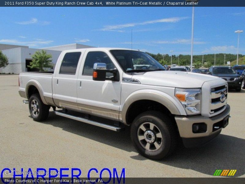White Platinum Tri-Coat Metallic / Chaparral Leather 2011 Ford F350 Super Duty King Ranch Crew Cab 4x4
