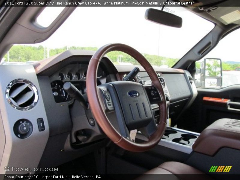 White Platinum Tri-Coat Metallic / Chaparral Leather 2011 Ford F350 Super Duty King Ranch Crew Cab 4x4