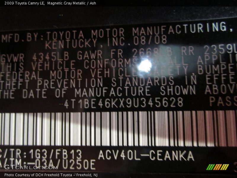 Magnetic Gray Metallic / Ash 2009 Toyota Camry LE