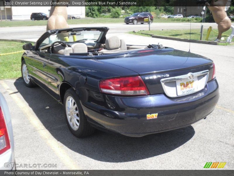 Deep Sapphire Blue Pearl / Sandstone 2002 Chrysler Sebring LXi Convertible