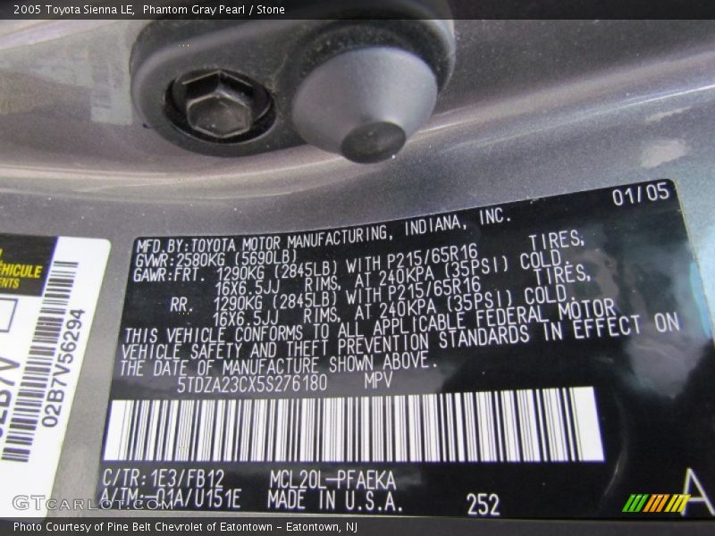 Phantom Gray Pearl / Stone 2005 Toyota Sienna LE