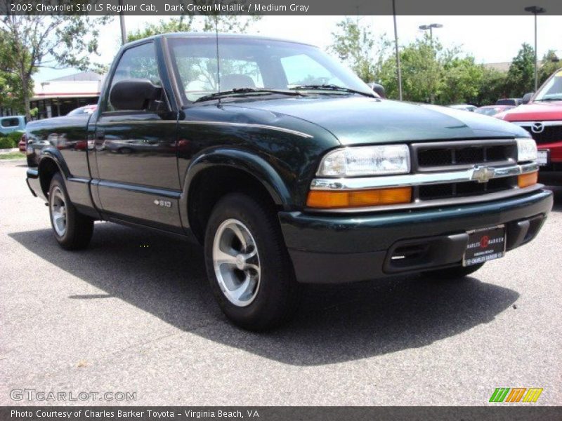 Dark Green Metallic / Medium Gray 2003 Chevrolet S10 LS Regular Cab