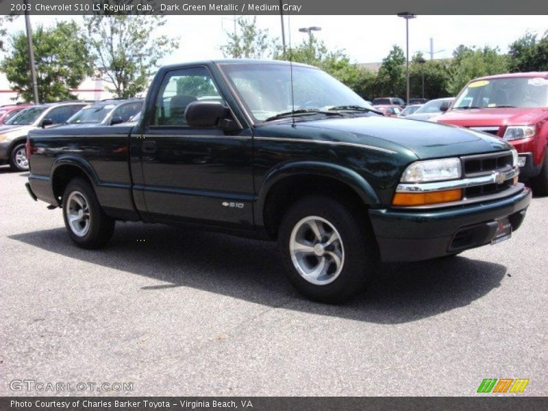 Dark Green Metallic / Medium Gray 2003 Chevrolet S10 LS Regular Cab