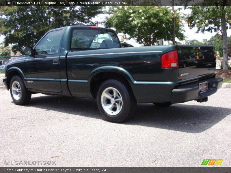 Dark Green Metallic / Medium Gray 2003 Chevrolet S10 LS Regular Cab