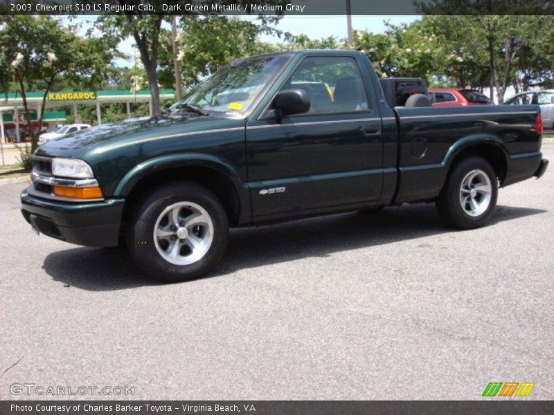 Dark Green Metallic / Medium Gray 2003 Chevrolet S10 LS Regular Cab