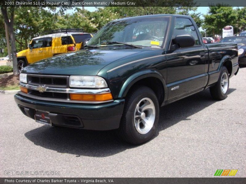 Dark Green Metallic / Medium Gray 2003 Chevrolet S10 LS Regular Cab