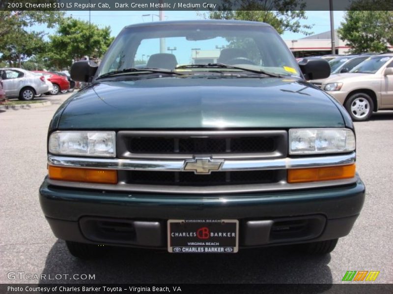 Dark Green Metallic / Medium Gray 2003 Chevrolet S10 LS Regular Cab