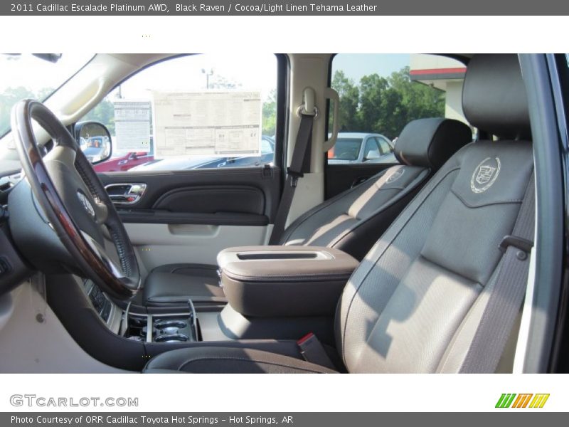 Black Raven / Cocoa/Light Linen Tehama Leather 2011 Cadillac Escalade Platinum AWD