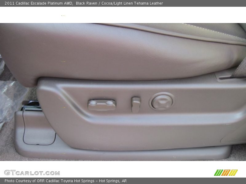 Black Raven / Cocoa/Light Linen Tehama Leather 2011 Cadillac Escalade Platinum AWD