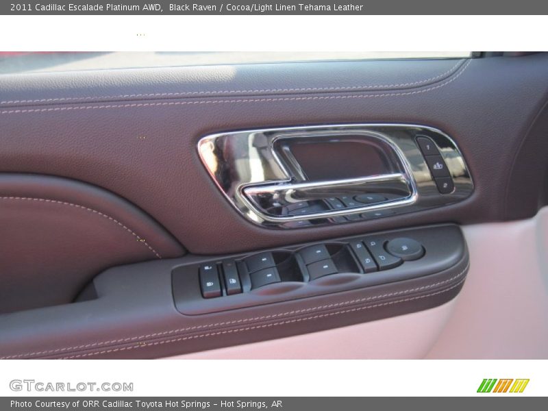 Black Raven / Cocoa/Light Linen Tehama Leather 2011 Cadillac Escalade Platinum AWD