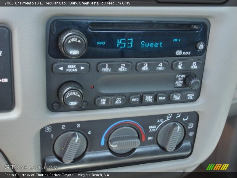 Dark Green Metallic / Medium Gray 2003 Chevrolet S10 LS Regular Cab