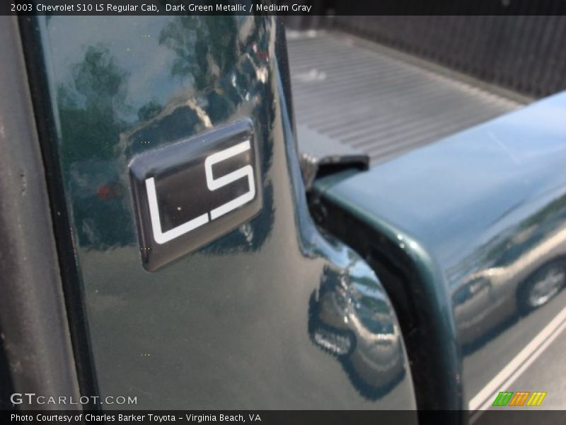 Dark Green Metallic / Medium Gray 2003 Chevrolet S10 LS Regular Cab