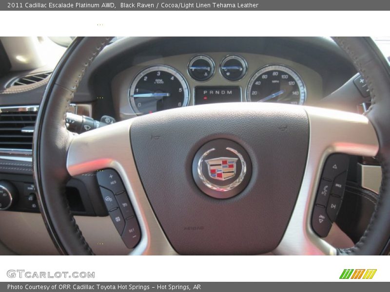 Black Raven / Cocoa/Light Linen Tehama Leather 2011 Cadillac Escalade Platinum AWD