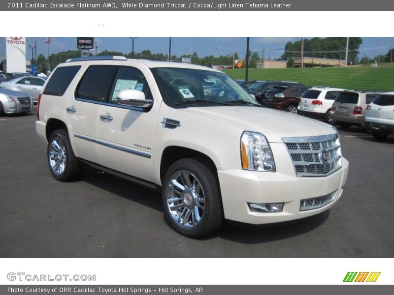 White Diamond Tricoat / Cocoa/Light Linen Tehama Leather 2011 Cadillac Escalade Platinum AWD
