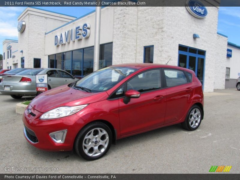 Red Candy Metallic / Charcoal Black/Blue Cloth 2011 Ford Fiesta SES Hatchback