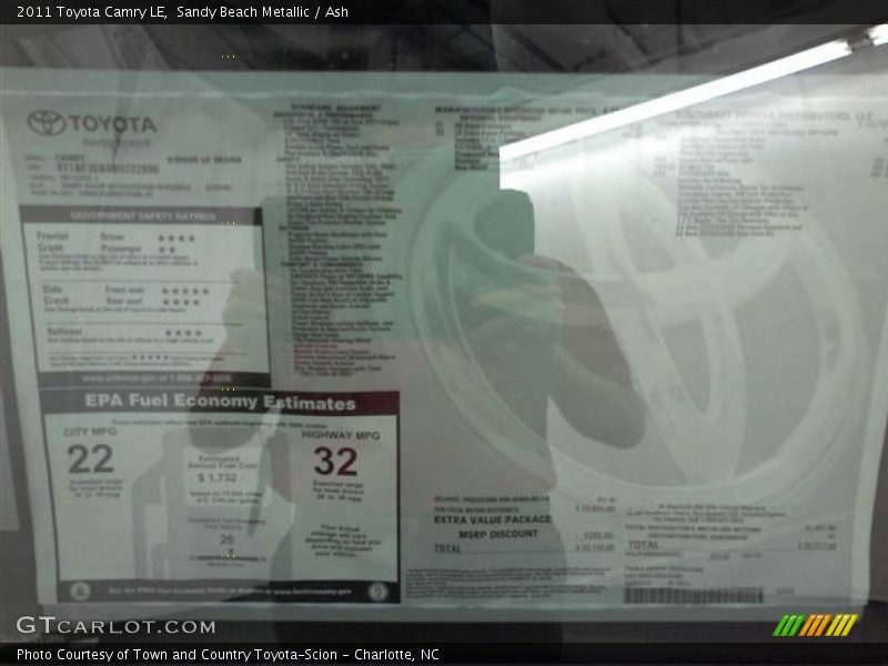 Sandy Beach Metallic / Ash 2011 Toyota Camry LE
