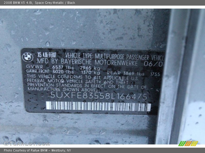 Space Grey Metallic / Black 2008 BMW X5 4.8i