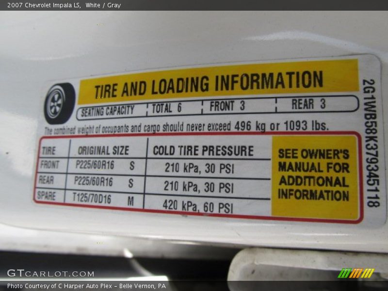 White / Gray 2007 Chevrolet Impala LS