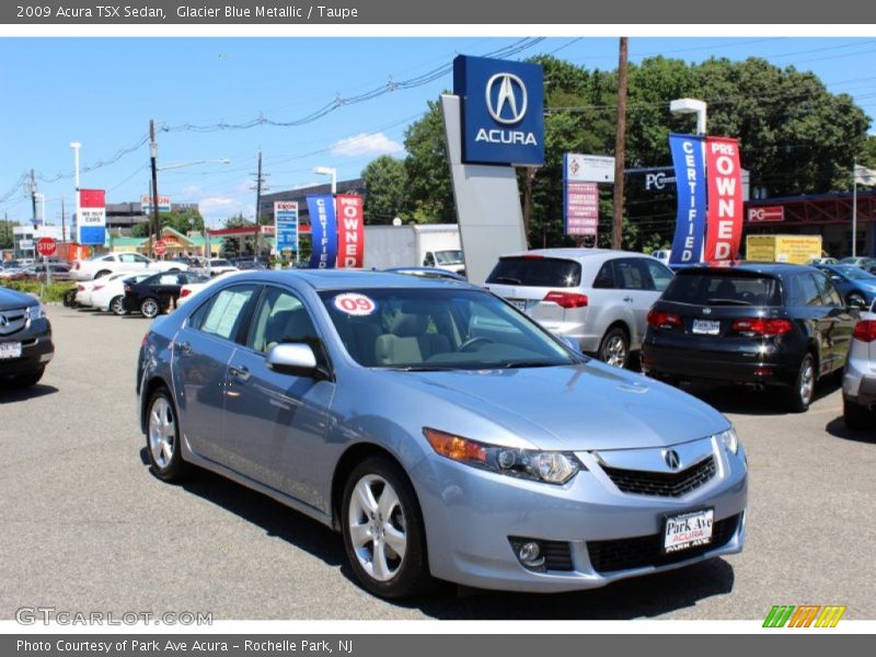 Glacier Blue Metallic / Taupe 2009 Acura TSX Sedan